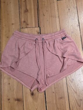 Roxy Coral Pink Athletic Ruffle-Overlay Shorts